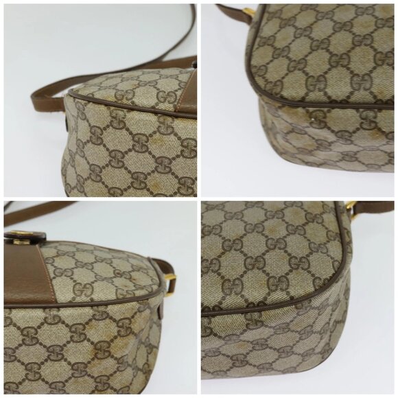 GUCCI GG Supreme Web Sherry Line Bag PVC Brown Gold 89 02 032 Auth 126025 - Picture 14 of 16
